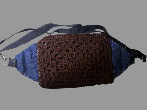 Brown  Hand crocheted fanny pack