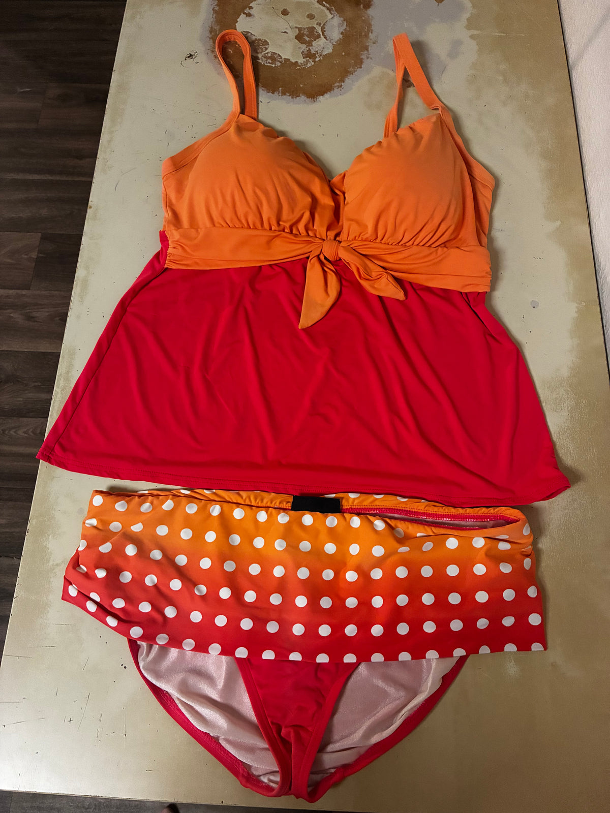 orange 2 piece swimsuit sz 14