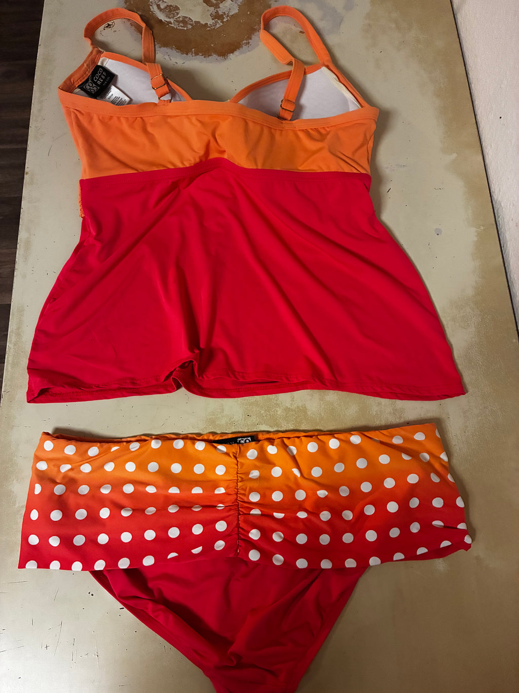 orange 2 piece swimsuit sz 14